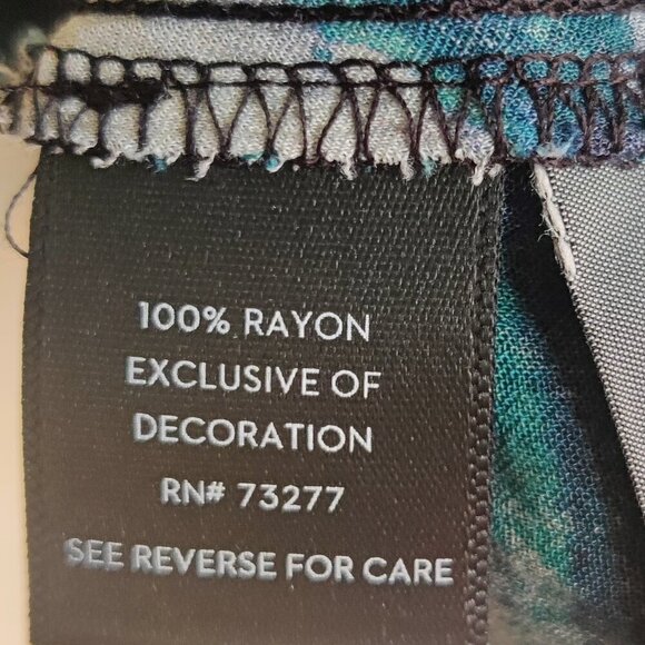 Simply Vera, Vera Wang Rayon Sheer Shirt. Abstract Ocean Blue Print. Button Up M - Picture 7 of 8